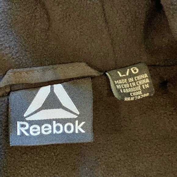 NWT Reebok Full Zip Hooded Logo Track Jacket Black White Large - Picture 5 of 7